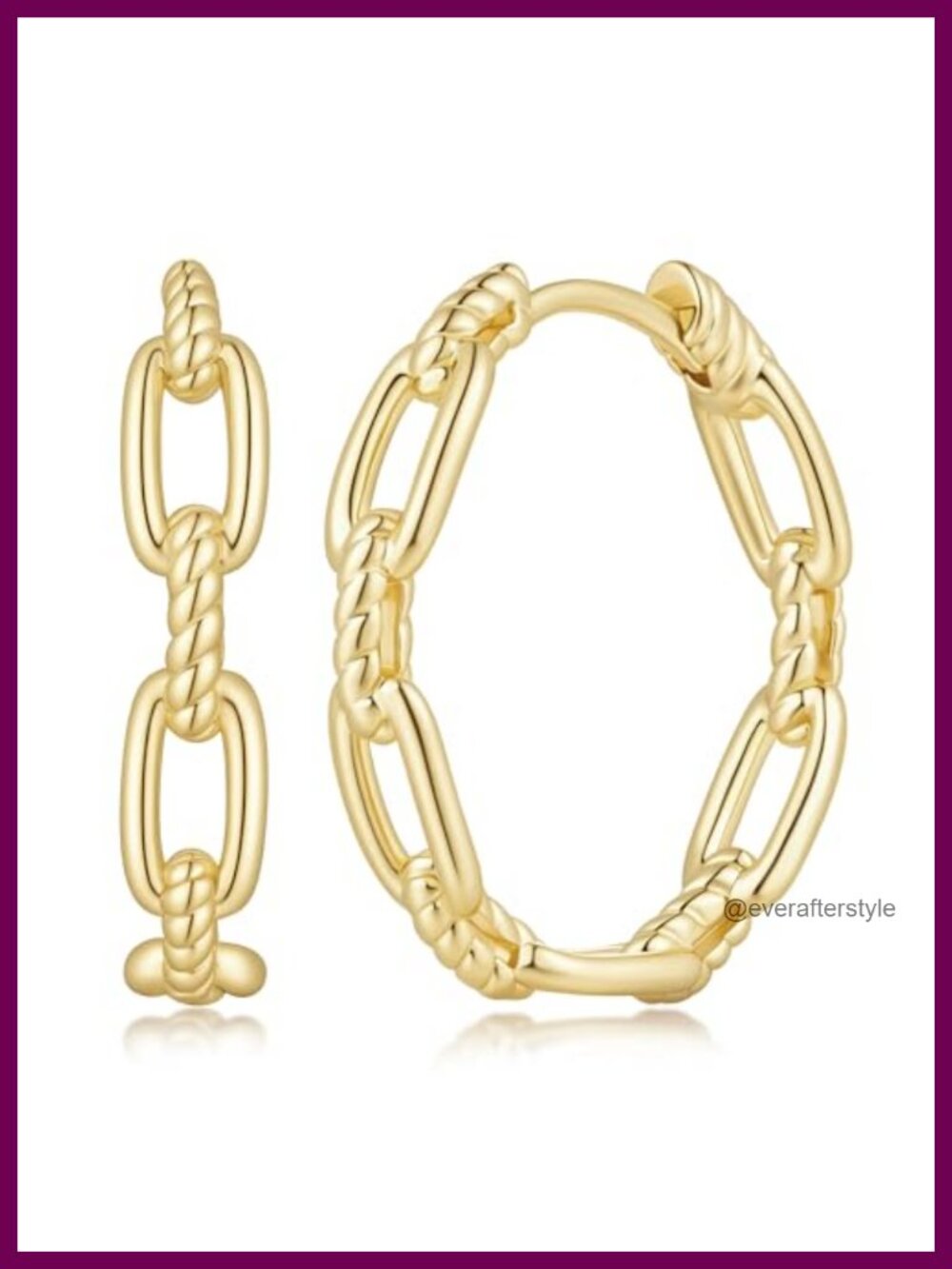 14k Gold Plated Interlocking Chunky Hoop Earrings Featherlight Hollow for Women
